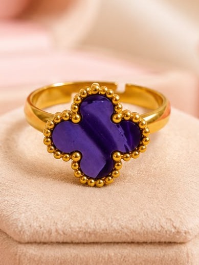 Royal Amethyst Clover Van Cleef Ring (FREESIZE)