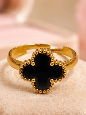 Black Onyx Clover Van Cleef Ring (FREESIZE)